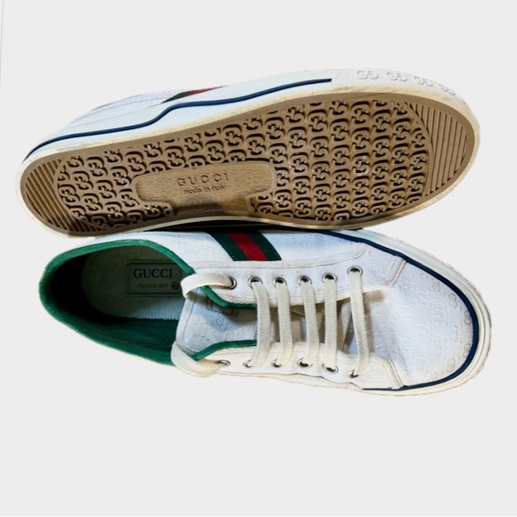 Gucci Men White Tennis Shoes 1977 Size10Price $180 - Picture 5 of 9